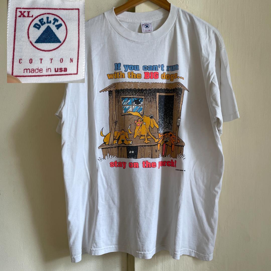 DF83 Tシャツ 94年 90s 犬 ドッグ イラスト オシャレ 白T XL