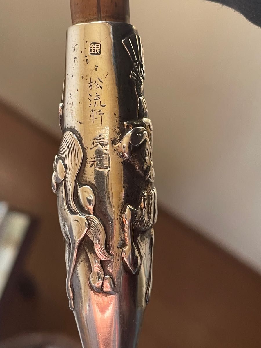 喧嘩煙管 純銀 希少 松流軒政輝 彫金象嵌 平家物語 一ノ谷の戦い 喧嘩煙管 純銀 希少 松流軒政輝 彫金象嵌 平家物語 一ノ谷の戦い