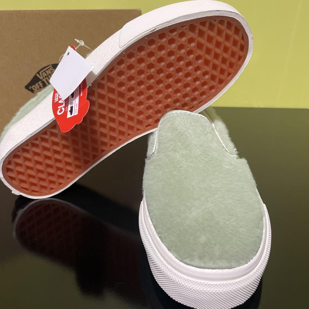 24.5cm * новый товар VANS SLIP ON туфли без застежки V98CF HAIRY спортивные туфли туфли без застежки мех Vans Van z.... зеленый 30138-0003