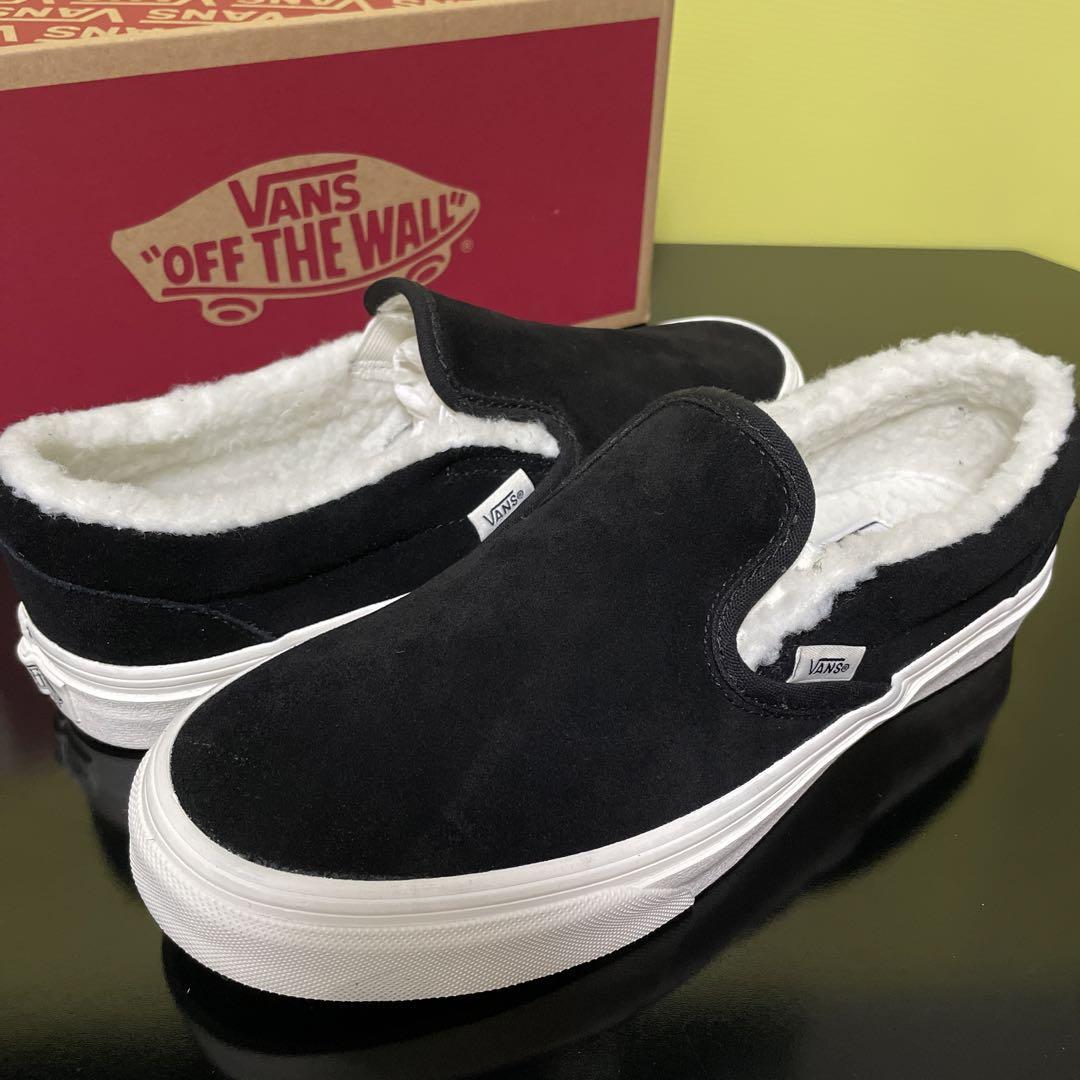 25.5cm ★ 新品 VANS CLASSIC SLIP-ON スリッポン スウェード 黒 スニーカー スリッポン ファー バンズ ヴァンズ ブラック スエード ボア_画像3