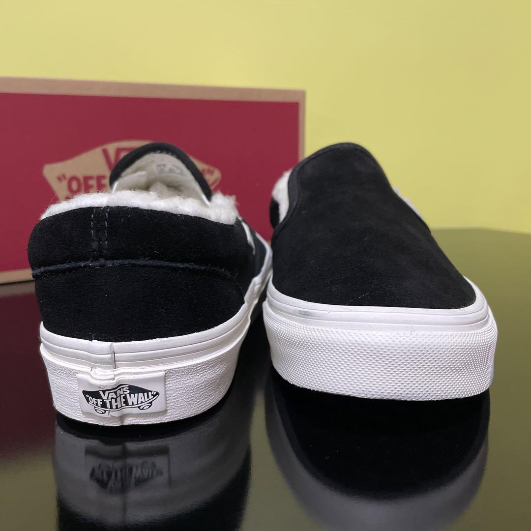 25.5cm ★ 新品 VANS CLASSIC SLIP-ON スリッポン スウェード 黒 スニーカー スリッポン ファー バンズ ヴァンズ ブラック スエード ボア_画像4