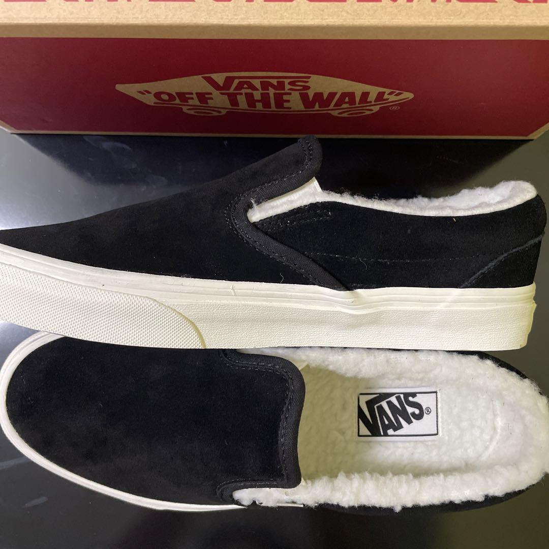 27.5cm ★ 新品 VANS CLASSIC SLIP-ON スリッポン スウェード 黒 スニーカー スリッポン ファー バンズ ヴァンズ ブラック スエード ボア_画像6