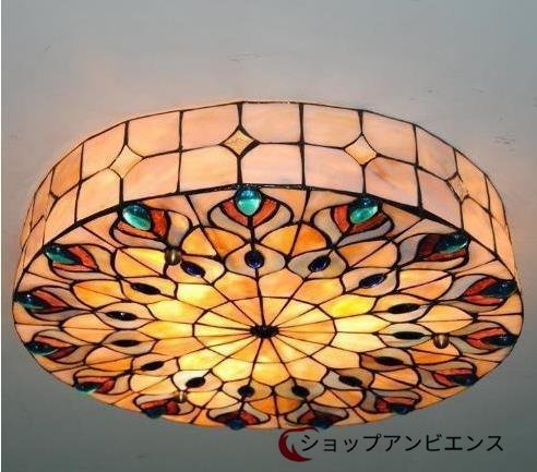 高級感◆ステンドグラス ペンダントライト 豪華天井照明ステンドグラスランプ ガラス貝工芸品