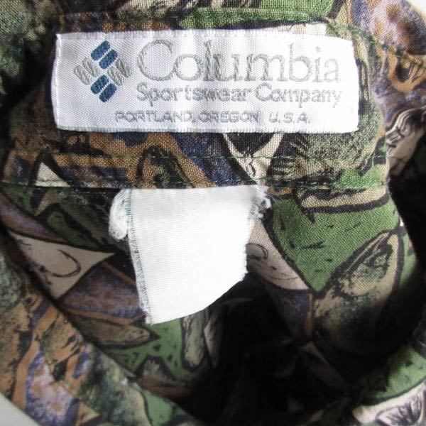 90s Columbia コロンビア 魚・ルアー 総柄 半袖BDシャツ XXL相当 ビッグサイズ ボタンダウン 釣り フィッシング D147-04-0022ZVW_画像4