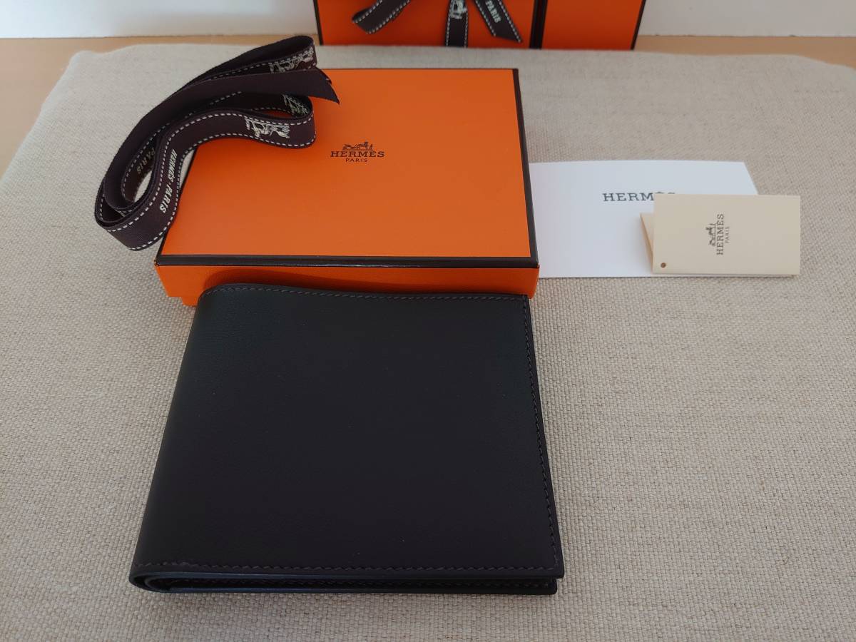 HERMES 極美品 即完売 未使用 シチズンツイル・コンパクト・エベンヌ/シルクイン 財布_画像1