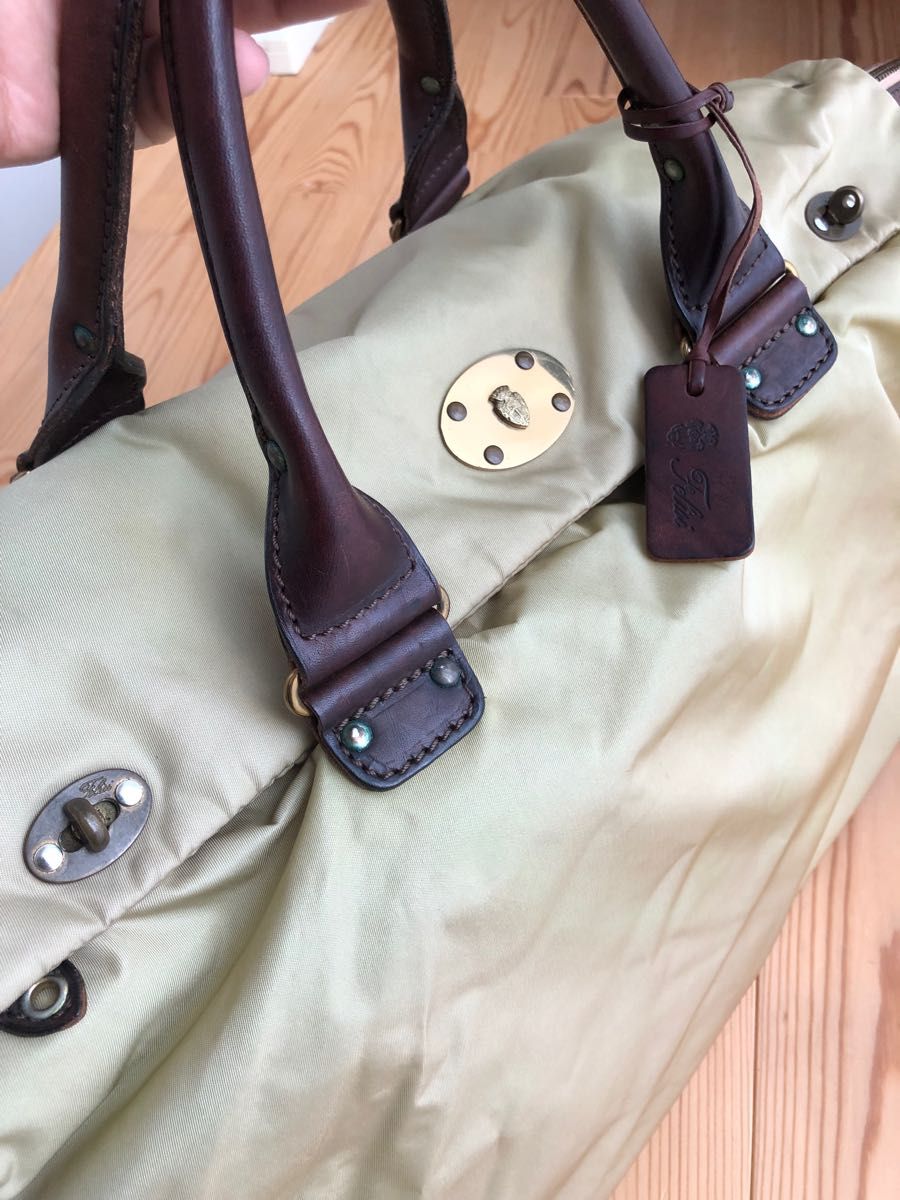 Felisi フェリージ/2way 大型トートバッグ ベージュ 正規店購入 真鍮×レザー×ナイロン 定価8.8万円