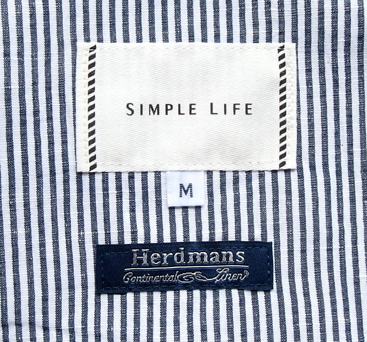 ■新品 SIMPLE LIFE 春夏アイリッシュリネン麻ジャケット 炭黒&白/ロンドンストライプ M 定価25,300④の画像5