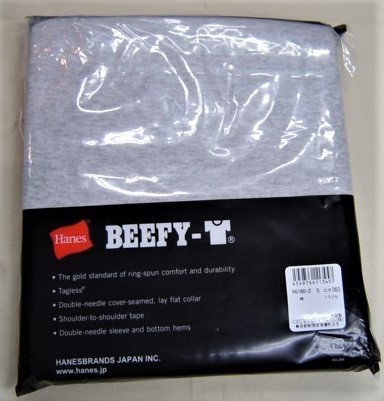 Hanes ヘインズ 厚地 BEEFE ビーフィー 2枚セット Tシャツ 半袖 無地 丸首 クルーネック グレー XL H5180-2 メンズ レディース 新品_画像2