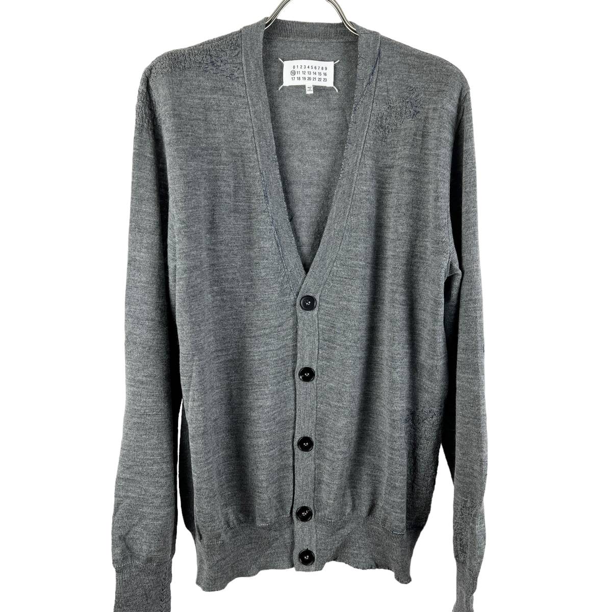 Maison Margiela (メゾン マルジェラ) Sew Shoulder Irregular Knit Cardigan (grey)