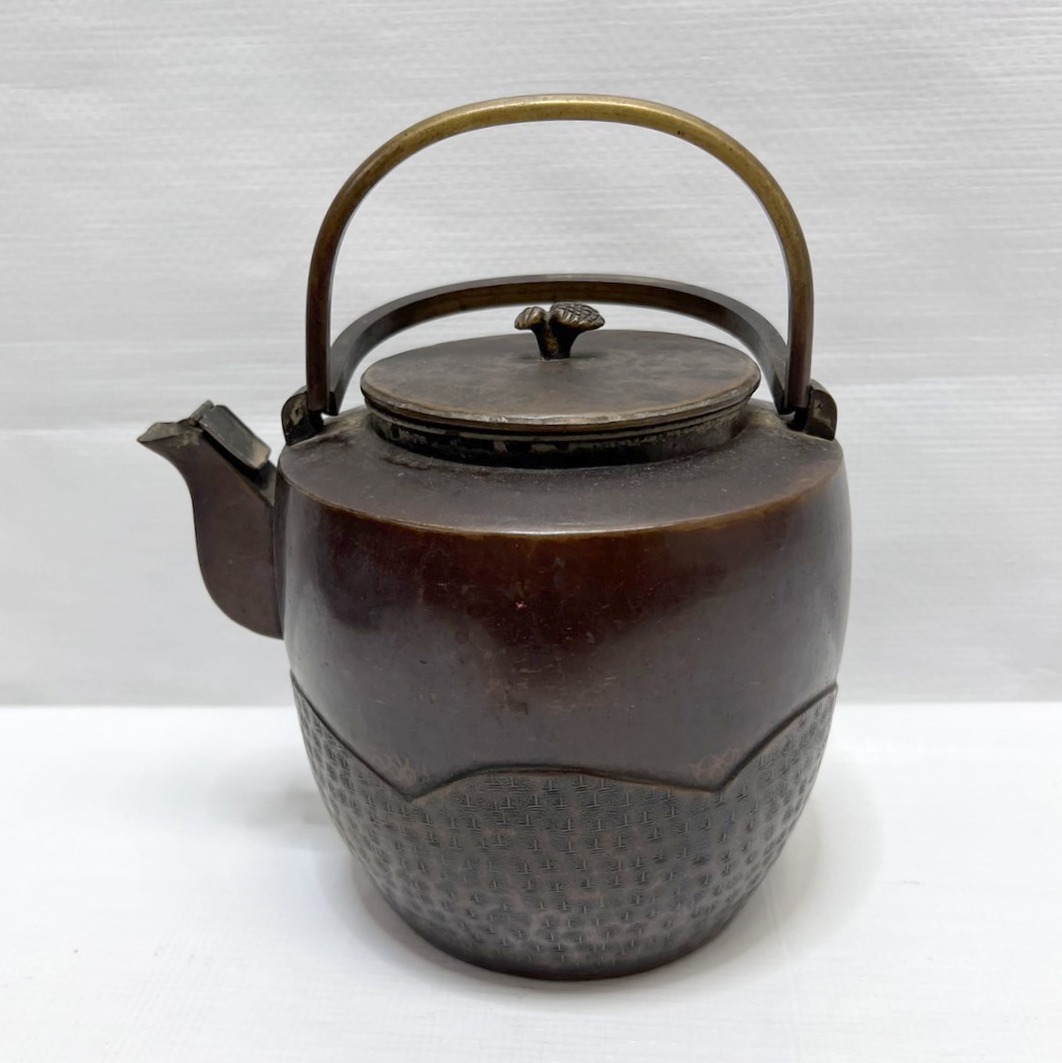 時代物!金誠堂製銅製やかん水注薬缶最大幅約18cm 高さ約21cm 重量約