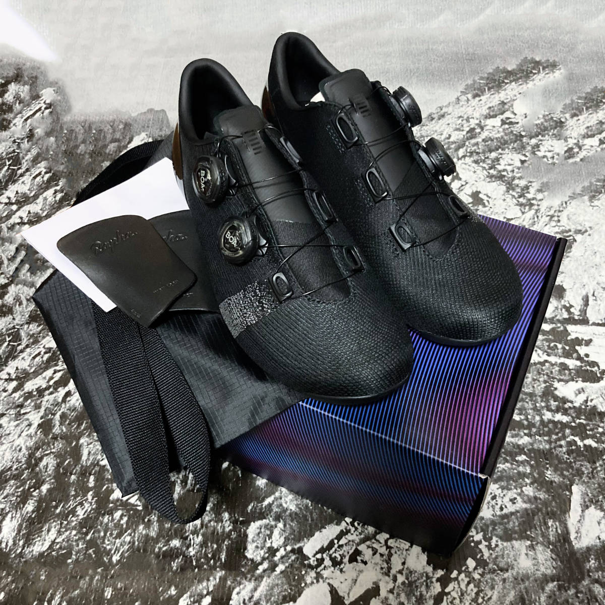 新品 Rapha Pro Team Powerweave Shoes EU 40 (25.6cm) ブラック ラファ プロチーム パワーウィーブ シューズ カーボン製 3穴 SPD-SL