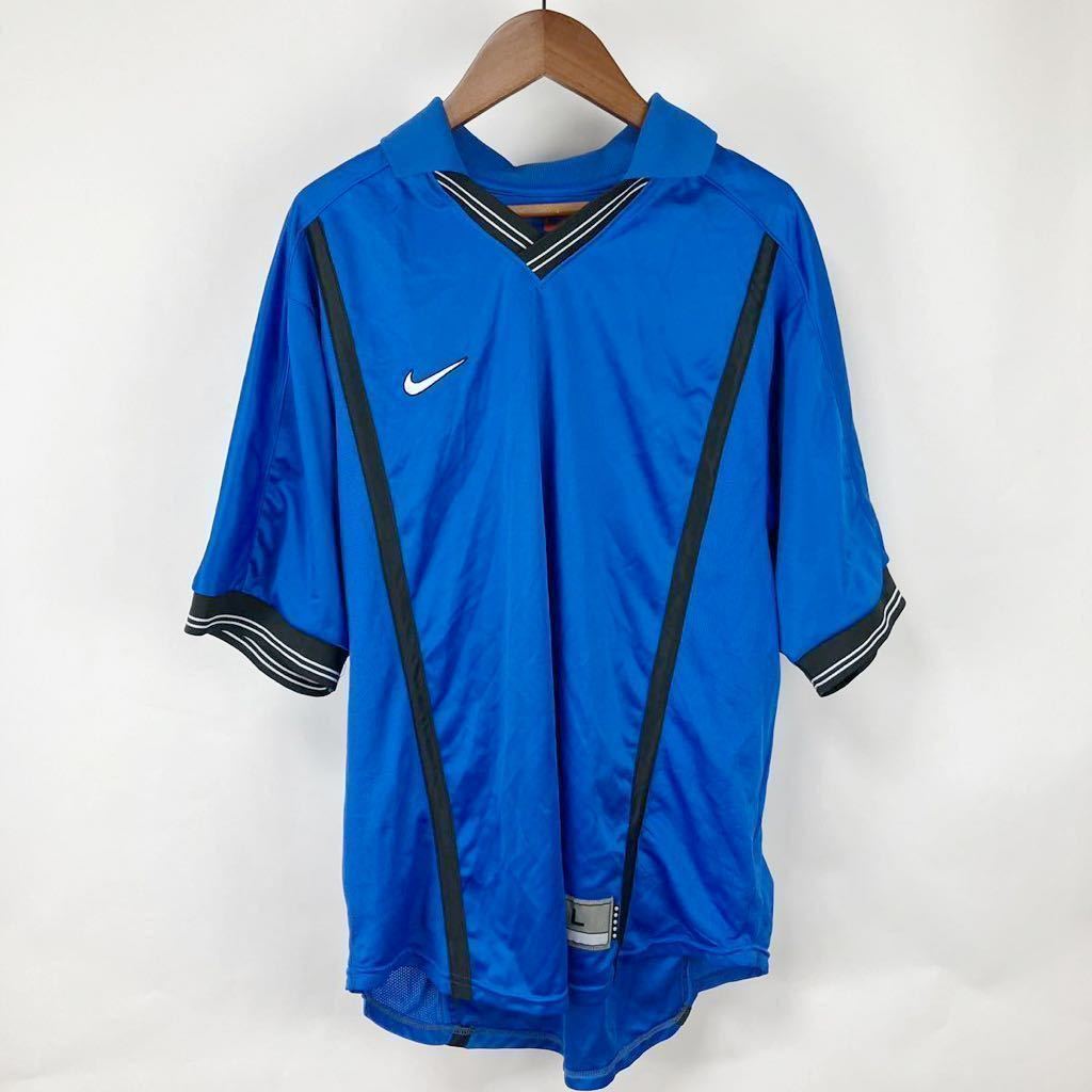 NIKE ナイキ メンズ Tシャツ ポロシャツ ユニフォーム 背番号 青Tシャツ Lサイズ スポーツウェア サッカーウェア シンプル Vネック 23番