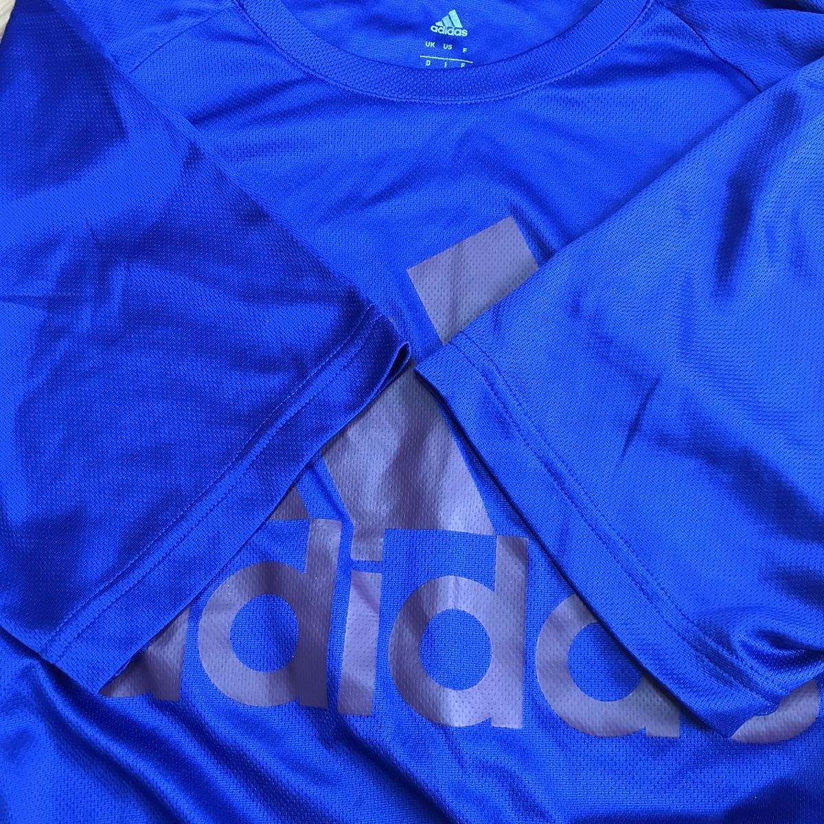 大きいサイズ adidas アディダス 半袖 Tシャツ メンズ L 青 ブルー カジュアル スポーツ トレーニング ウェア ロゴ プリント 速乾 ドライ