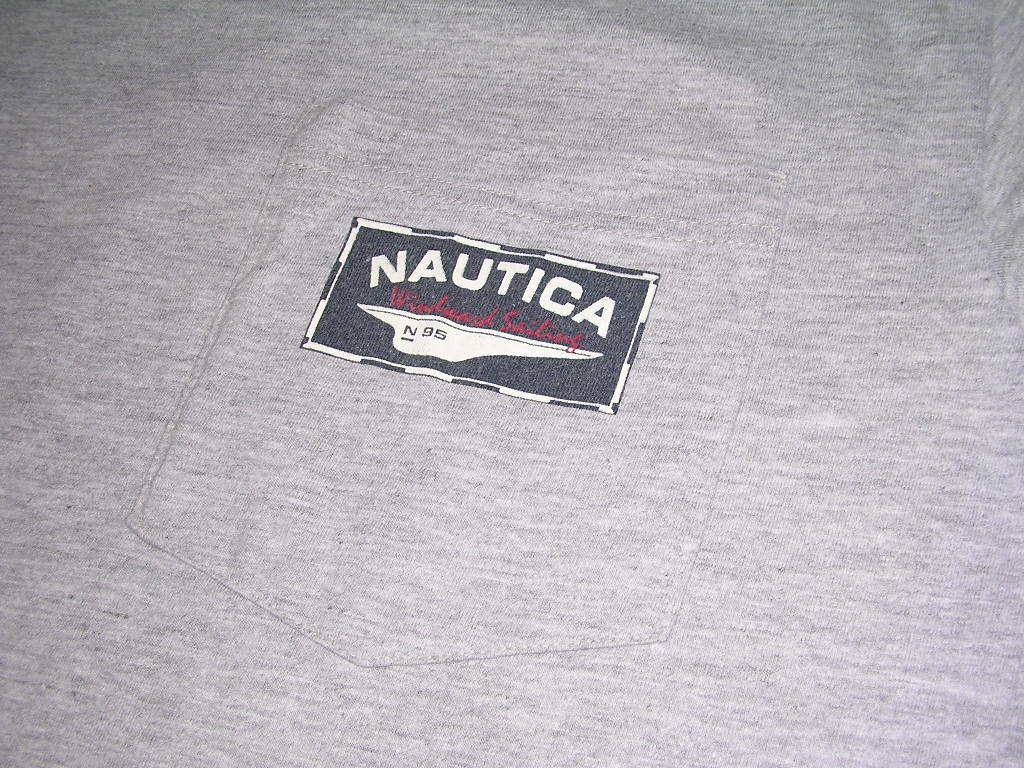90s ノーティカ NAUTICA ポケットTシャツ S グレー vintage セーリング ヨット_画像3
