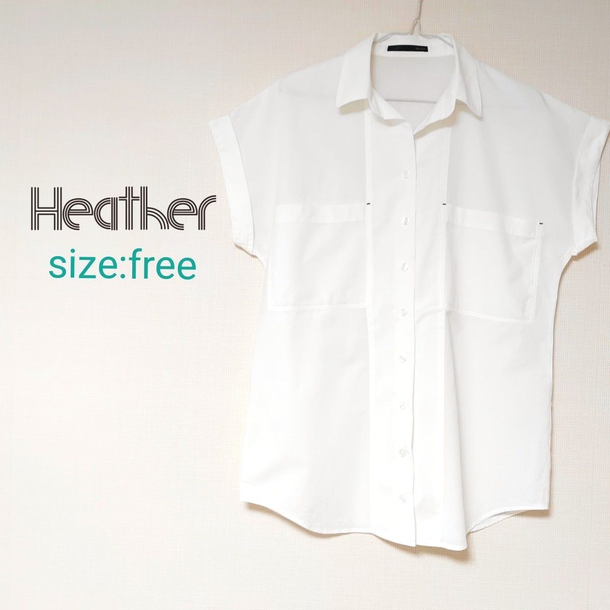 【Heather (ヘザー)】ショートスリーブ フレンチスリーブ ビッグシャツ 半袖 ブラウス