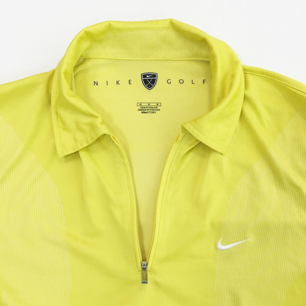 ●美品 NIKE GOLF ナイキゴルフ 半袖 フィットドライハーフジップポロシャツ メンズ サイズM イエロー トップス 229681 1AA/41063_画像3