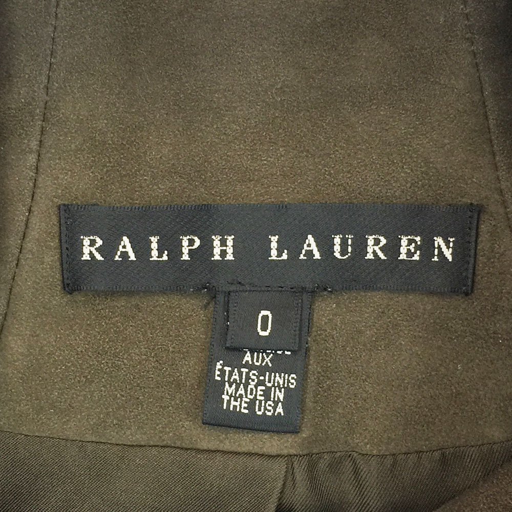 ★激レア RALPH LAUREN BLACK LABEL ラルフローレン ブラックレーベル 長袖スウェードジャケット レディース0 カーキレザー00028 2BB/41094_画像7