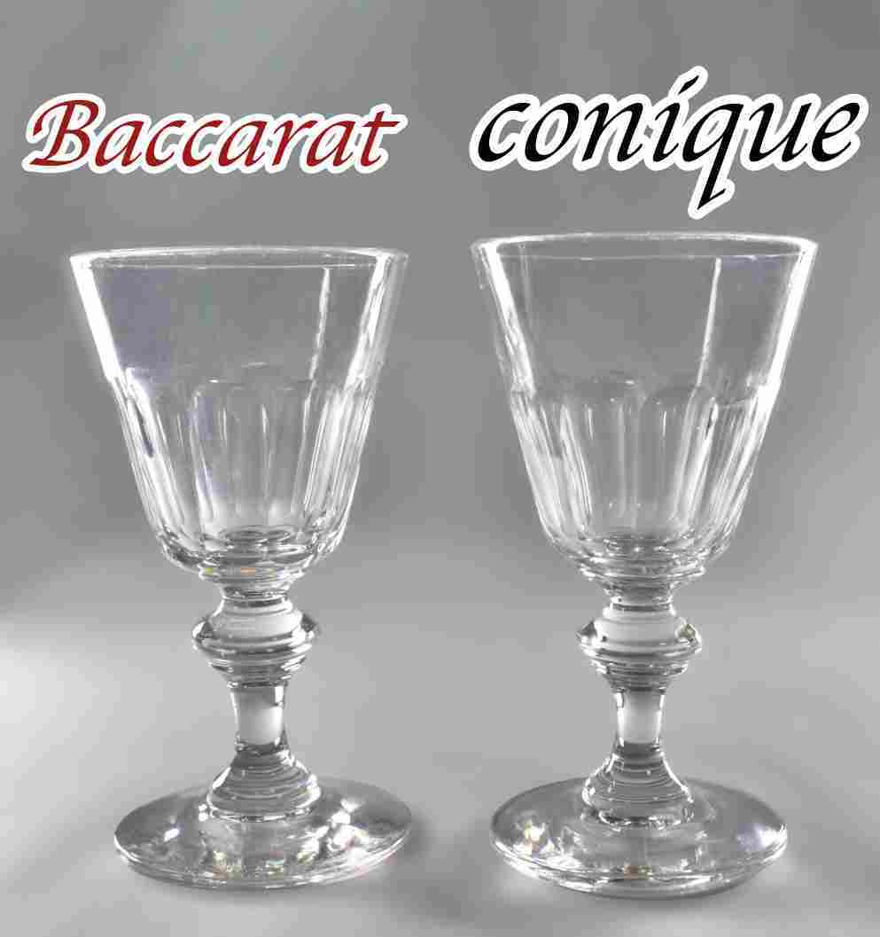 ※割れカケなし!! オールドバカラ BACCARAT コニーク conique 12.5cm 2客 ペアグラス リキュール ショット ウイスキー クリスタル ガラス_画像1