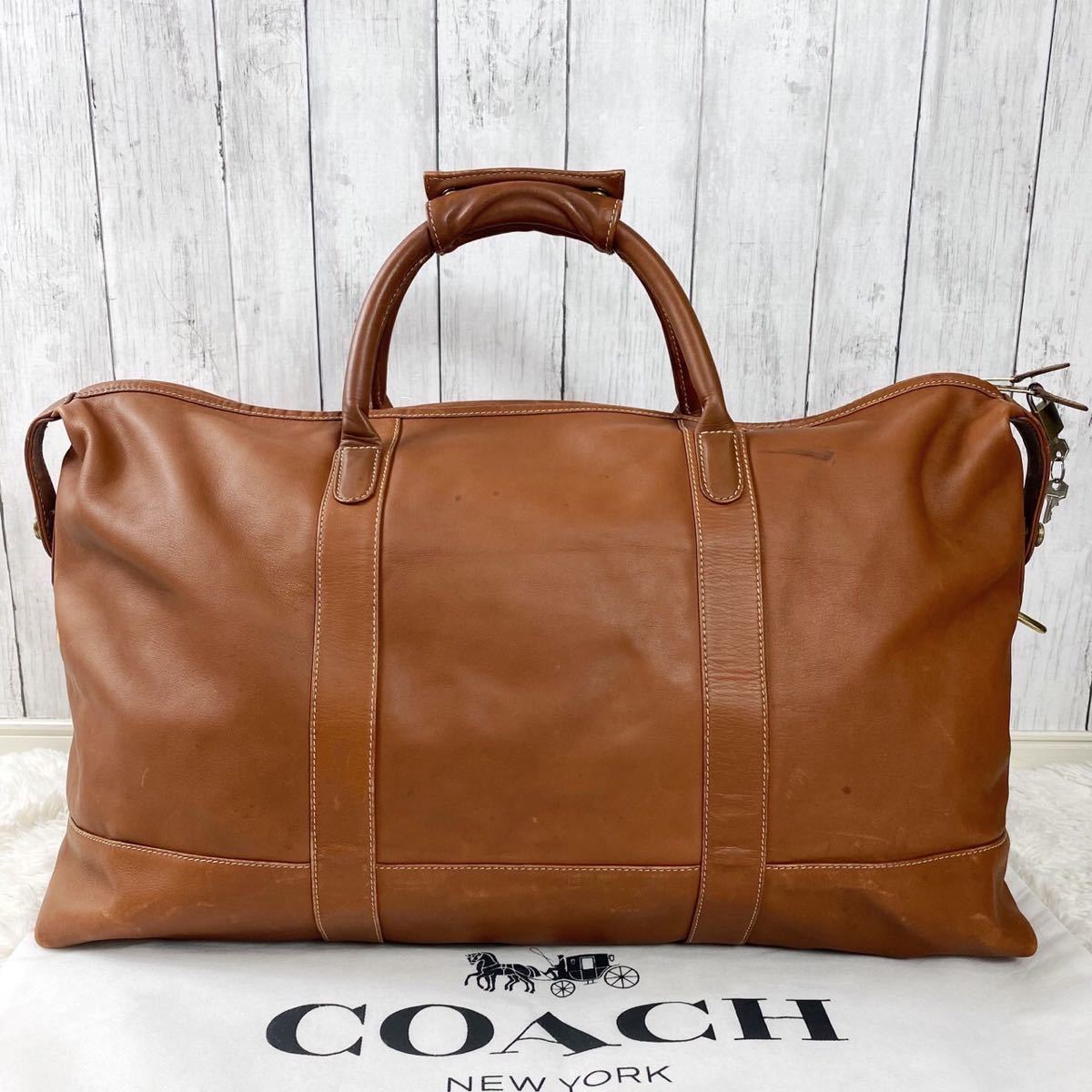 Coach コーチ ボストンバッグ 鍵付 グラブタンレザー ドイツホック-