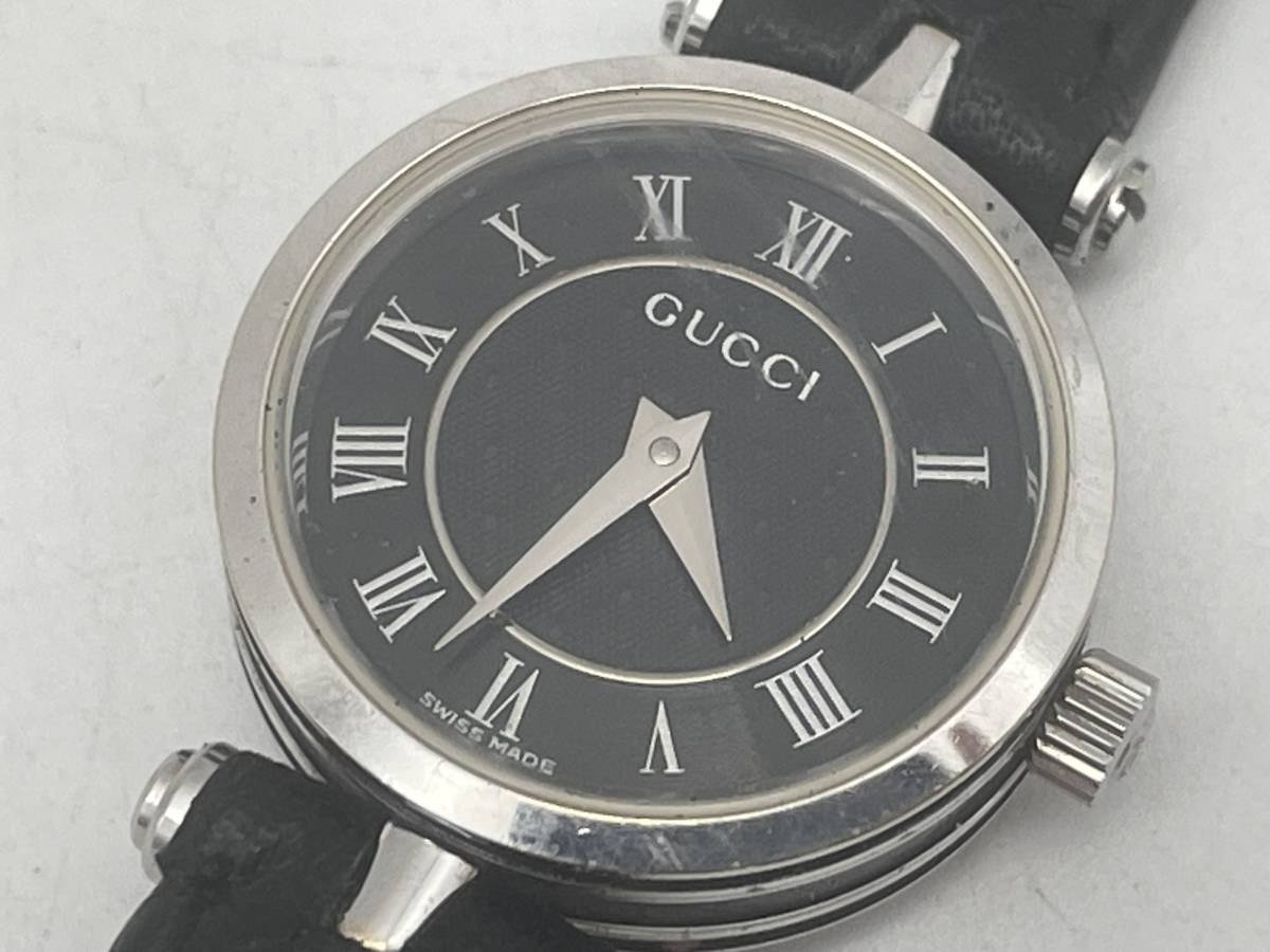 GUCCI グッチ　本物　ブラックダイヤル　純正尾錠付　レディース腕時計　稼働品