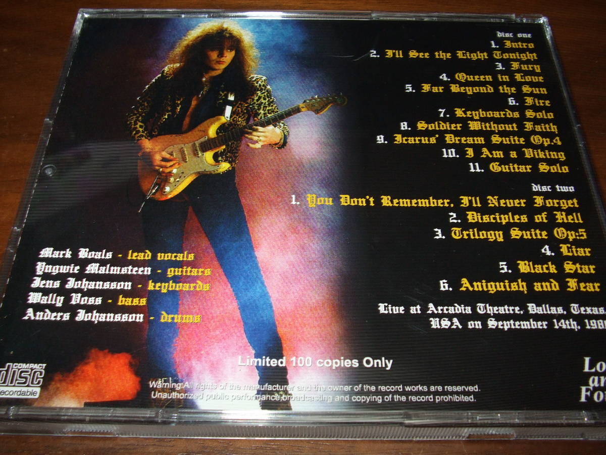 Yngwie Malmsteen《 Complete Dallas 86 》☆ライブ2枚組 Yngwie Malmsteen《 Complete Dallas 86 》☆ライブ2枚組