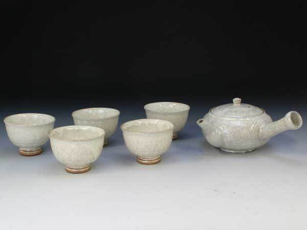 京焼・清水焼　急須茶器揃　白印華(しろいんか)　花月　JGT215　陶器