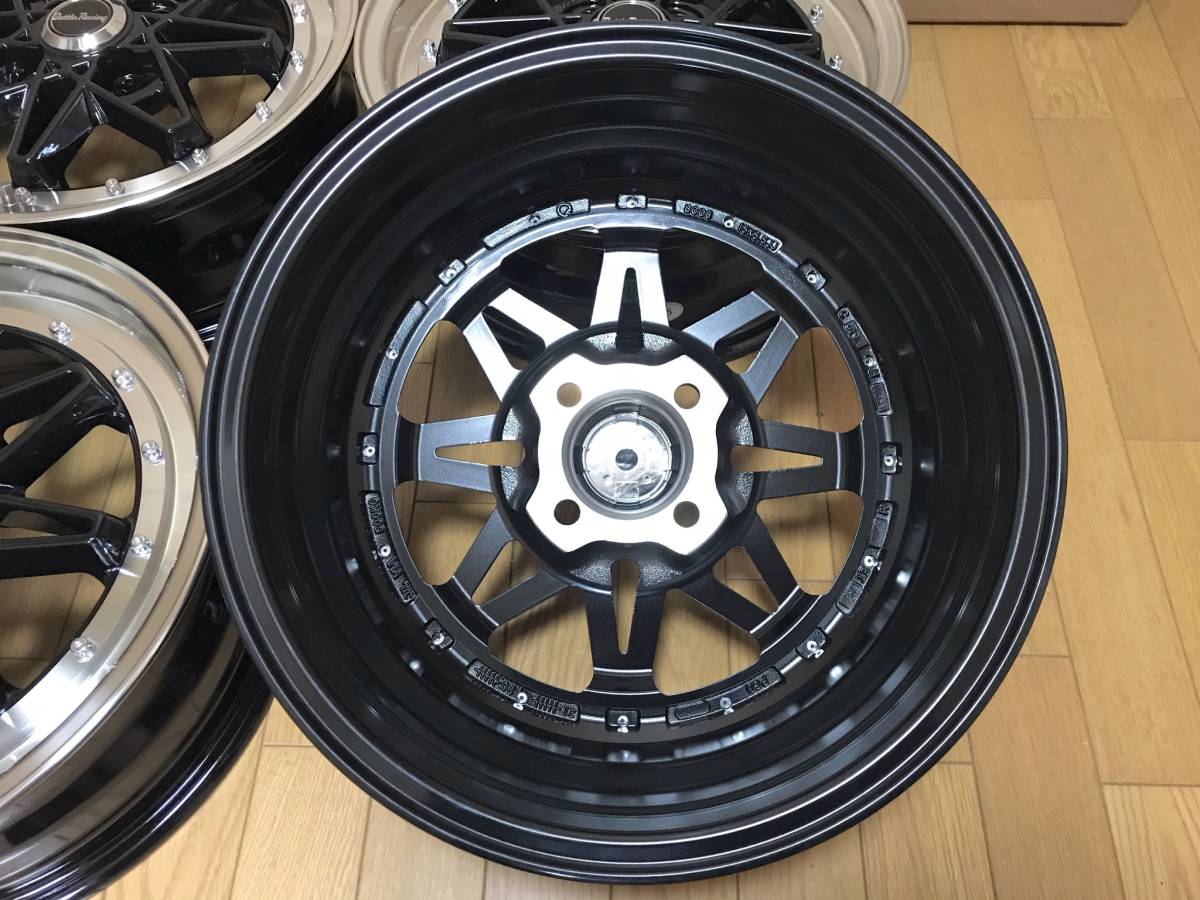 旧車系デザインホイール(黒) 15×5.5J・+35・PCD100 4本セット
