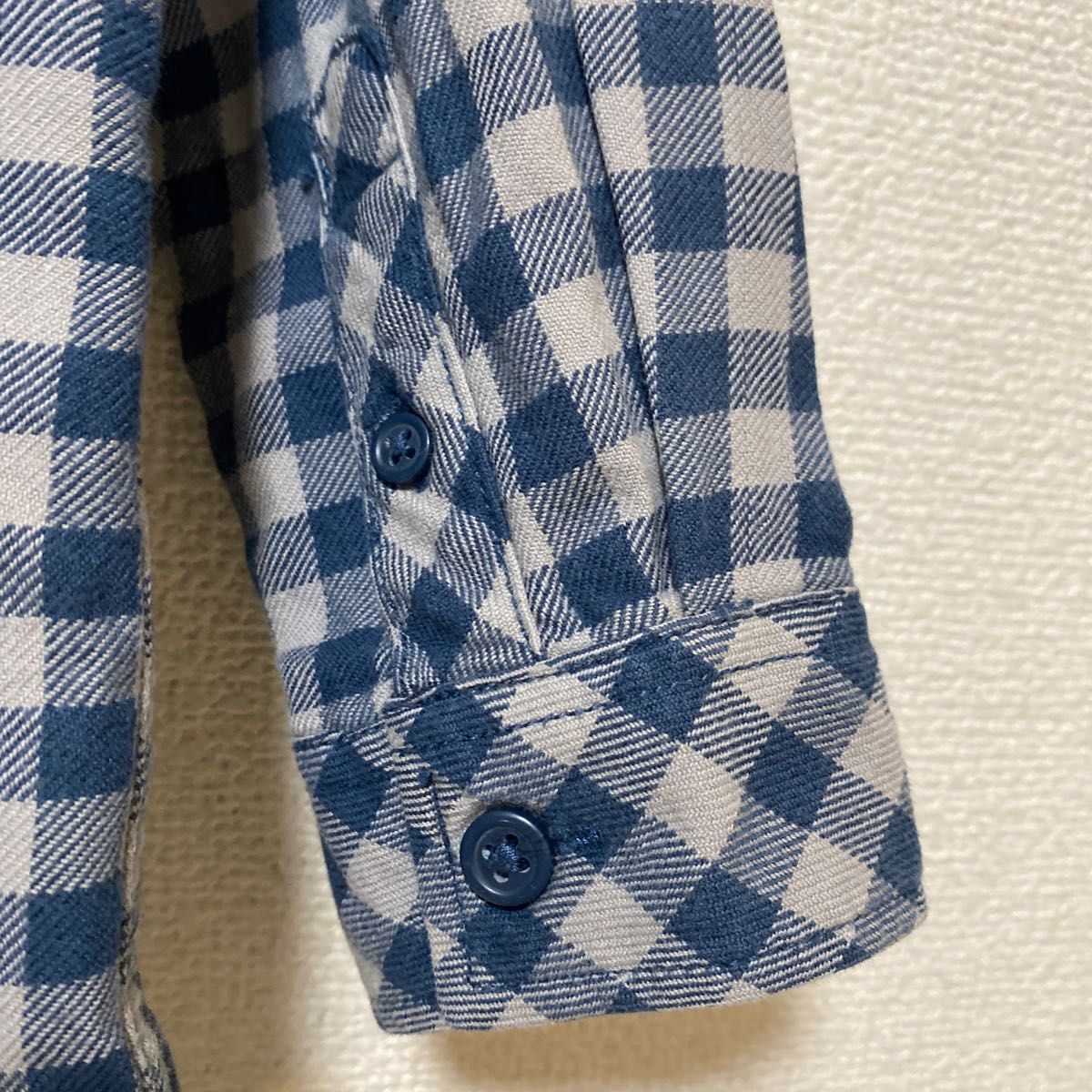 H&M  チェック柄長袖シャツサイズ約100 ブルー系