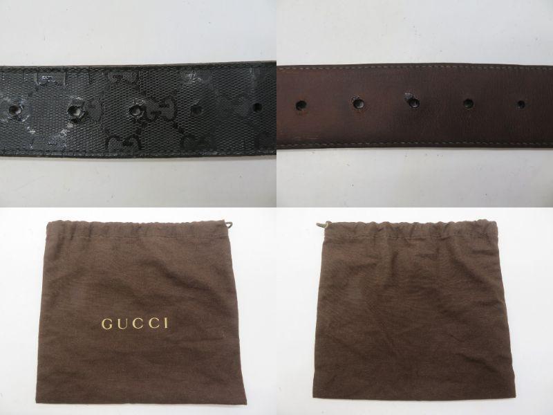 BFM20★グッチ/GUCCI インターロッキング ブラック GGベルト インプリメ レザー 保存袋 223891 _画像9