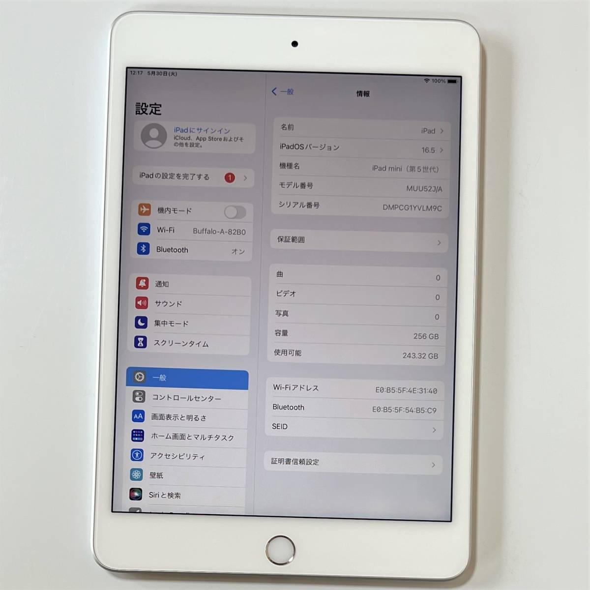 美品) Apple iPad mini (第5世代) シルバー 256GB MUU52J/A Wi-Fi