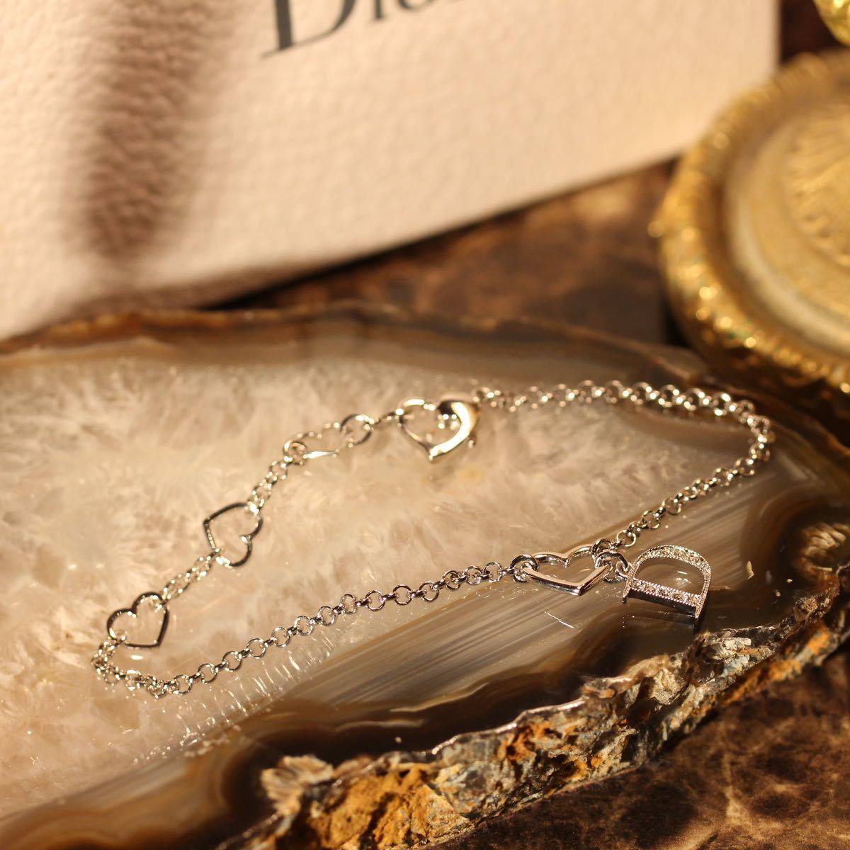 Christian Dior LOGO HEART CHAIN DESIGN BLACELET/クリスチャンディオールロゴハートチェーンデザインブレスレット