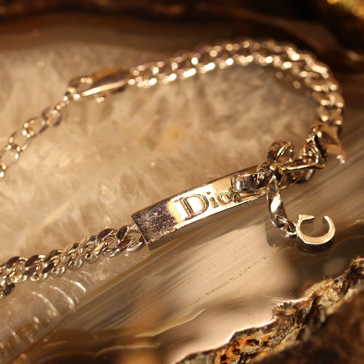 Christian Dior LOGO PLATE RIBBON DESIGN CHAIN BRACELET