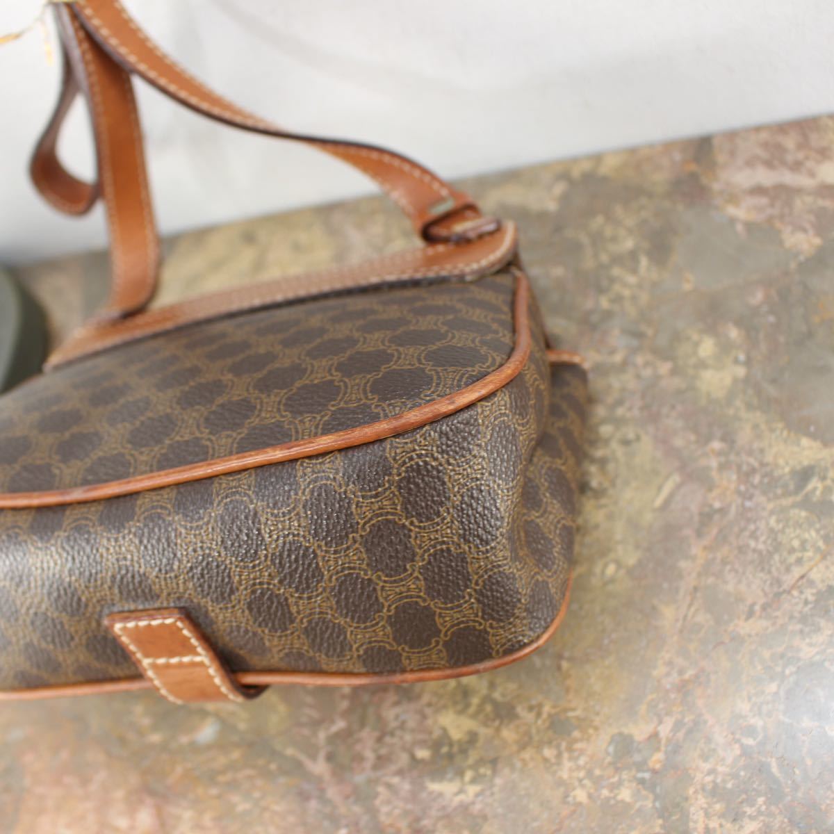 OLD CELINE LOGO MACADAM PATTERNED SHOULDER BAG MADE IN ITALY