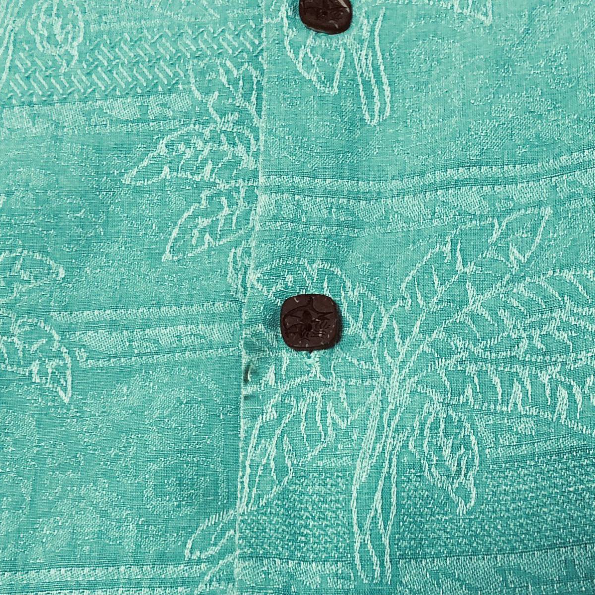 【送料無料】Bermuda Bay 100%シルク製アロハシャツ緑　メンズLサイズ　バミューダベイ半袖シャツ_画像10