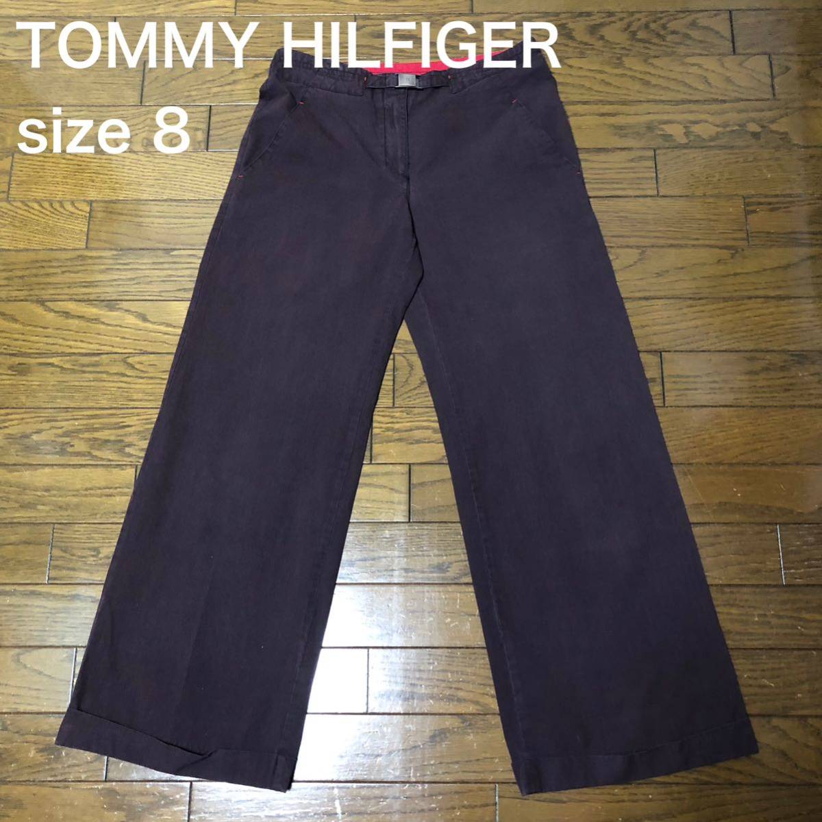 【送料無料】TOMMY HILFIGERワイドパンツ　ダークワインレッド　8サイズ　トミーヒルフィガーレディース_画像1