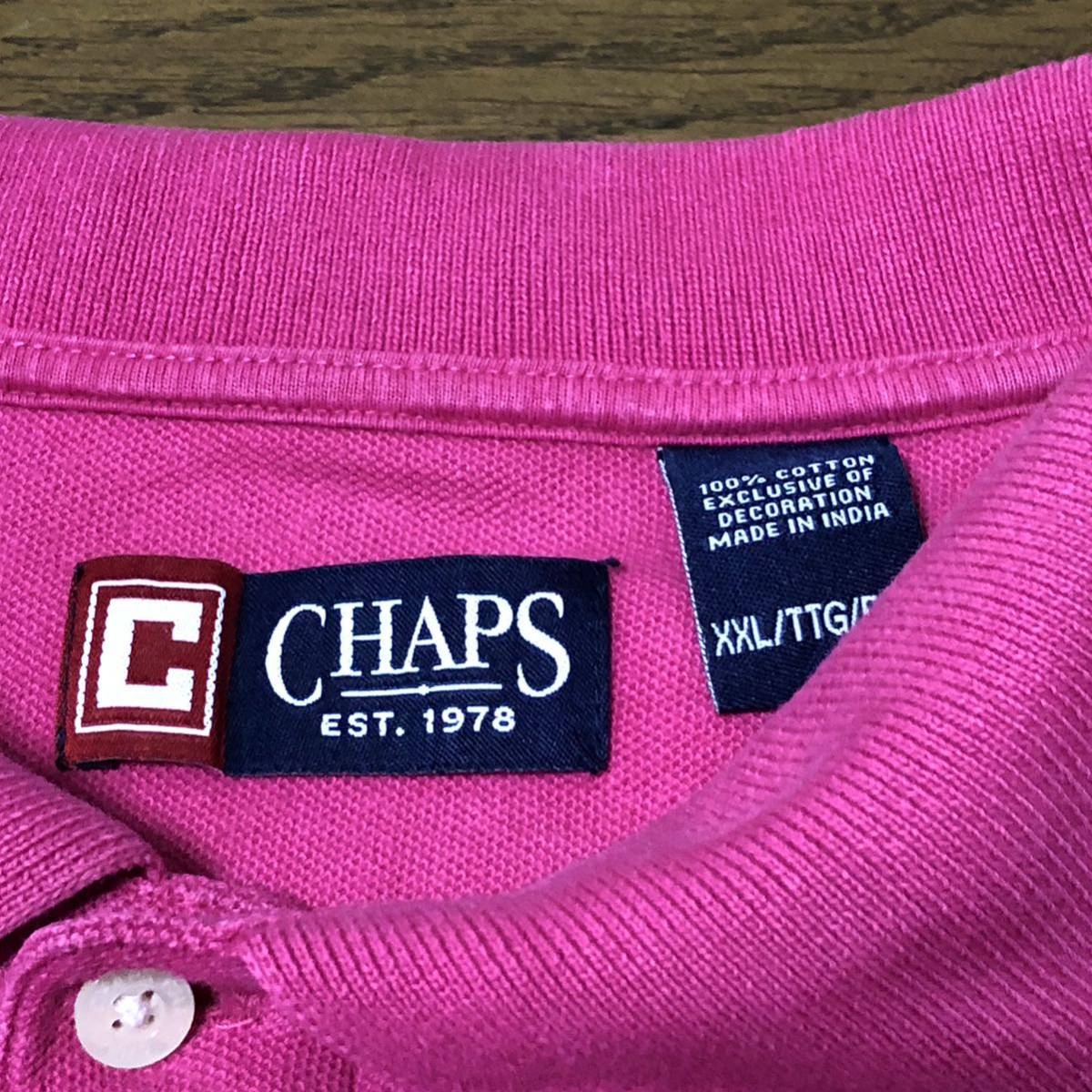 【送料無料】90s CHAPS RALPH LAUREN 半袖ポロシャツピンク　メンズXXLサイズ　チャップスラルフローレン大きいサイズビッグサイズ