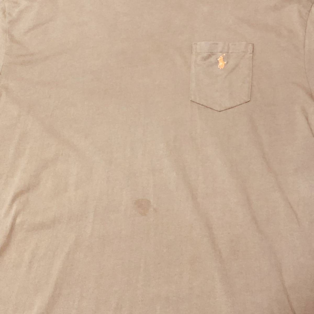 【送料無料】やや難ありPOLO RALPH LAUREN 半袖ポケット付きTシャツ カーキメンズ2XLTサイズ　ポロラルフローレン大きいサイズビッグサイズ