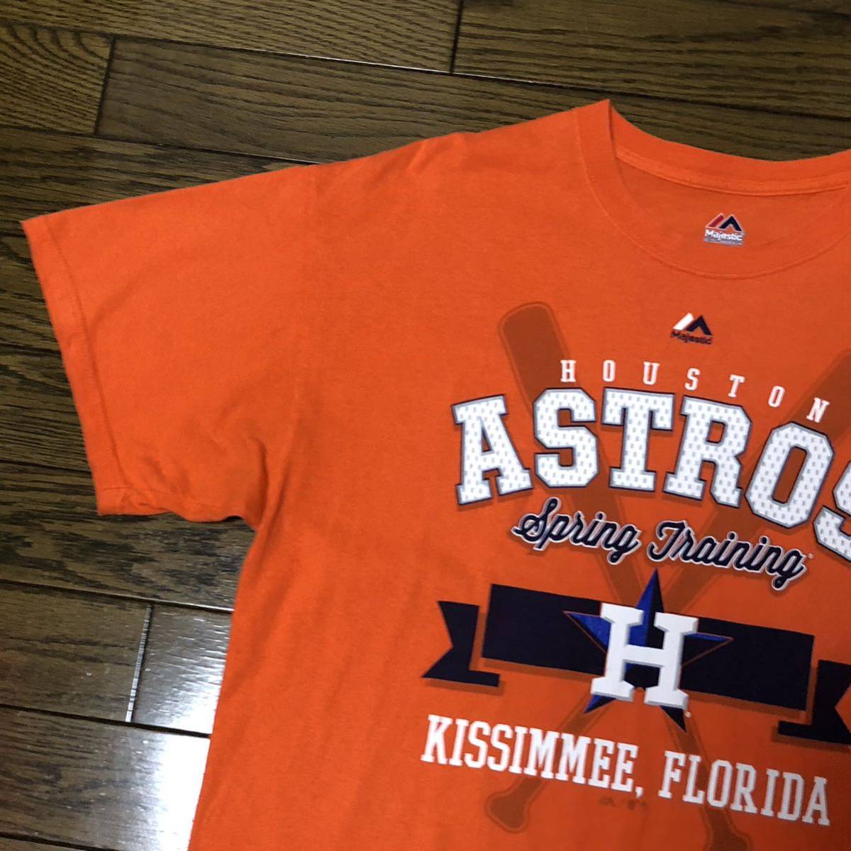 【送料無料】Majestic MLBヒューストンアストロズ　半袖Tシャツ　メンズLサイズ　ASTROSマジェスティクメジャーリーグ_画像2