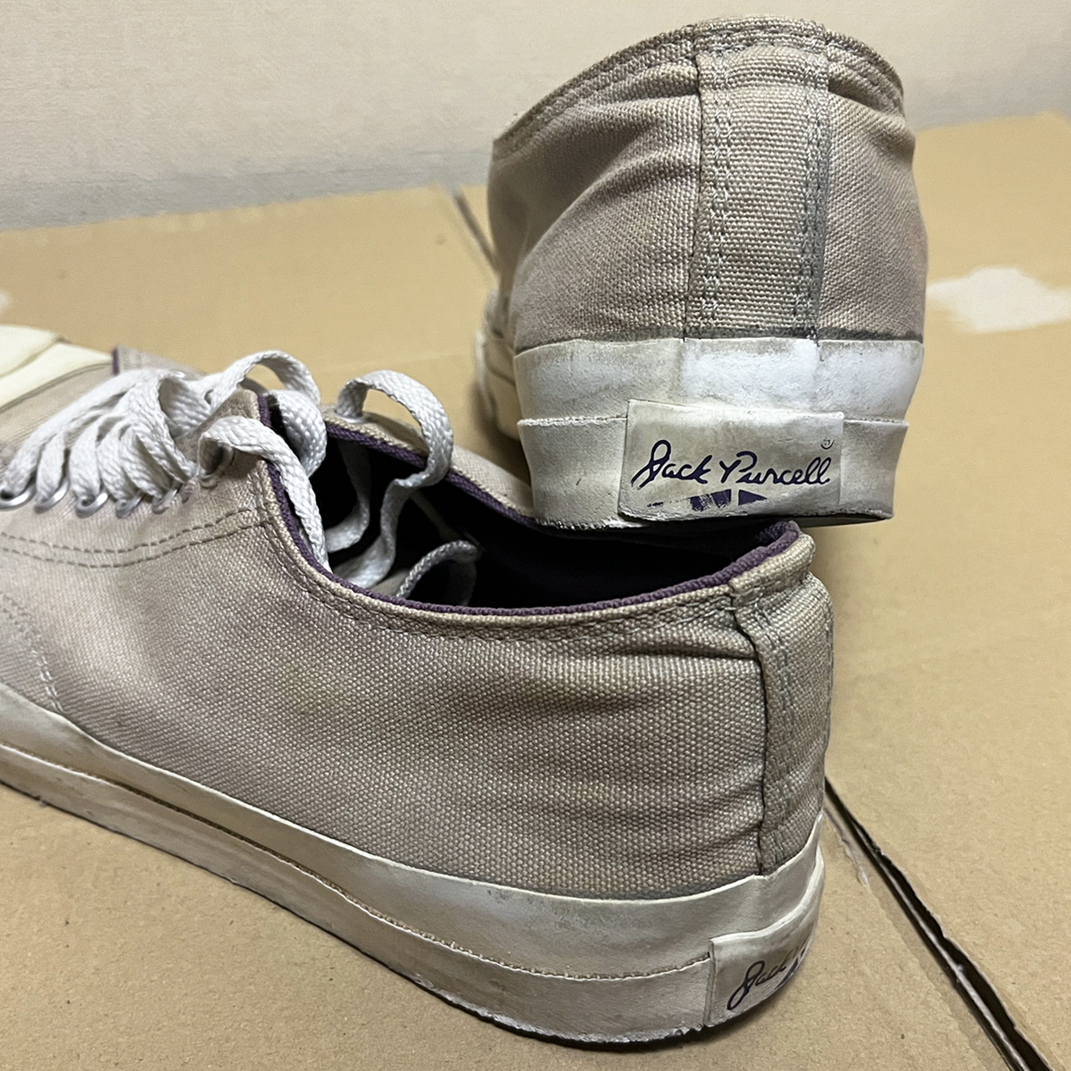 US8 レア 90s USA製 ビンテージ CONVERSE コンバース ジャックパーセル JACK PURCELL グレー パープル 紫 アメリカ製 26cm vintage 希少の画像8