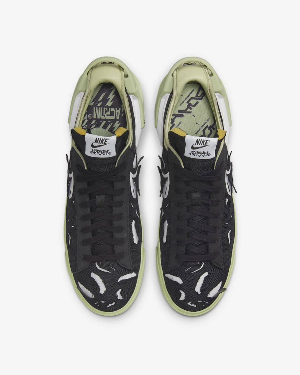 ナイキ NIKE BLAZER LOW / ACRNM BLACK/WHITE-OLIVE AURA NOIR/AURA OLIVE/BLANC_画像3