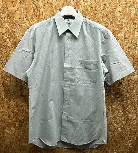  L Homme [ made in Japan ] ELLE HOMME dress shirt plain . with pocket regular color short sleeves 41 light green light green color men's 