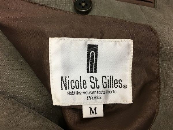 ニコルサンジル NICOLE ST GILLES テーラードジャケット ノッチドラペル センターベント 背抜き 長袖 Mサイズ グレー系 メンズ_画像2