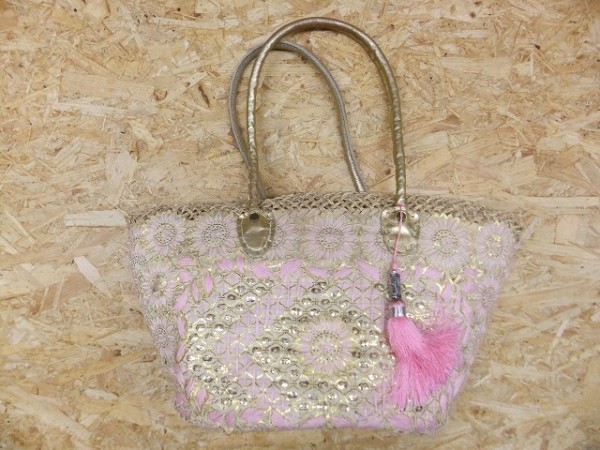  Laguna Moon LAGUNAMOON basket bag basket floral print bag bag pink × Gold PNK×GLD lady's 