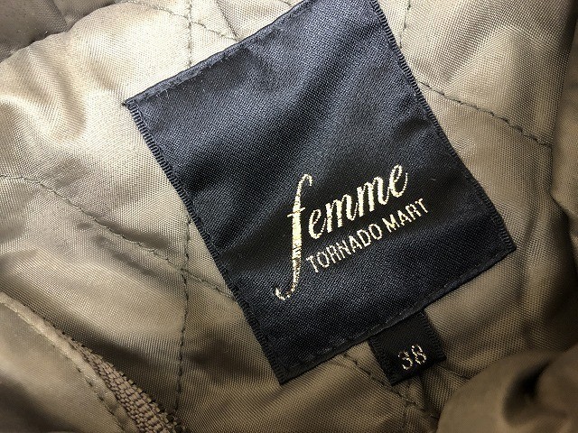  Tornado Mart famTORNADO MART femme military jacket quilting lining long sleeve polyester 100% 38 khaki lady's 
