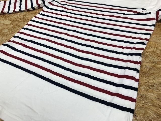 チャオパニック Ciaopanic Tシャツ 丸首 ボーダー 半端袖 カットソー 綿100% M オフホワイト×紺×赤 レディース_画像5