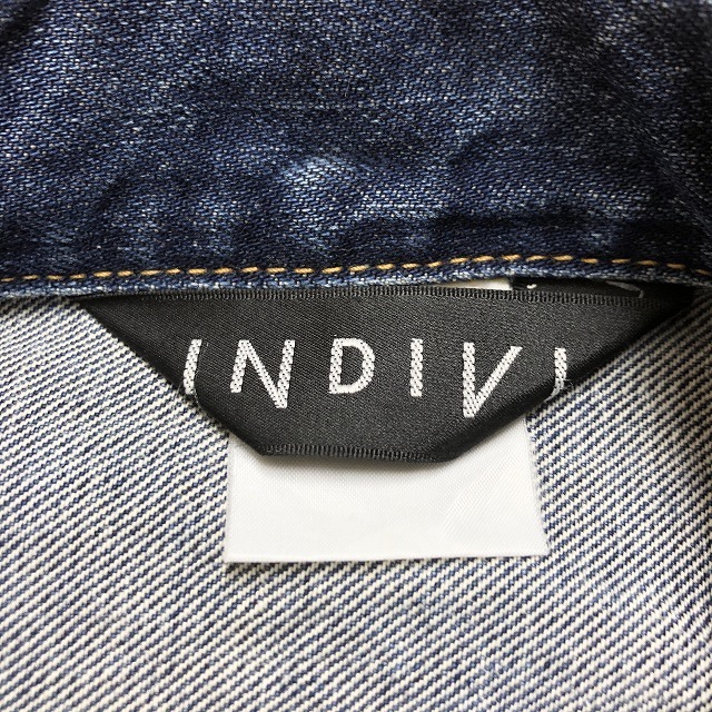  Indivi INDIVI Denim jacket Tracker jacket Work jacket button stop plain long sleeve 38 blue blue lady's 