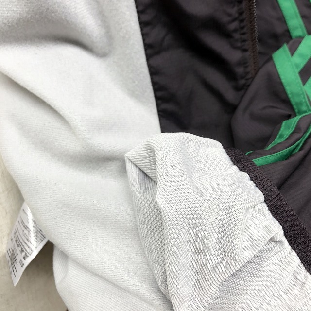 アディダス adidas スポーツジャケット モックネック フルジップ 起毛裏地 長袖 ポリ100% M ダークネイビー系×グリーン レディース_画像7