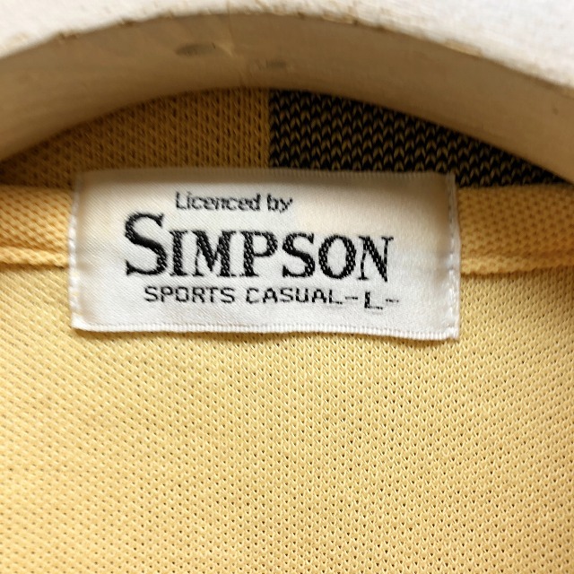 シンプソン SIMPSON ポロシャツ 鹿の子 ハーフジップ ラグラン カットソー 半袖 ポリ×綿 L クリームイエロー×レッド×ブルー メンズ_画像2