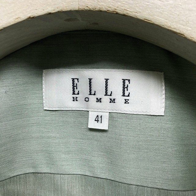  L Homme [ made in Japan ] ELLE HOMME dress shirt plain . with pocket regular color short sleeves 41 light green light green color men's 