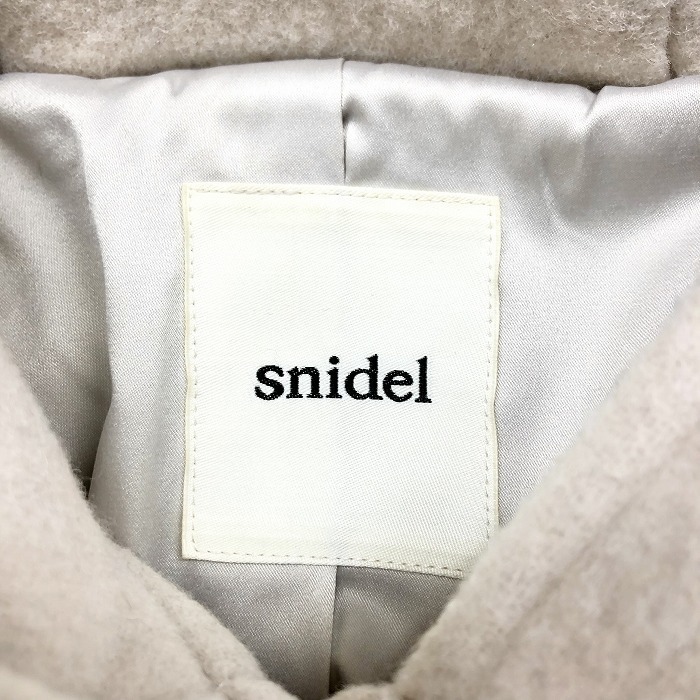 スナイデル SNIDEL ダッフル コート ダッフルコート フード 裏地付き 無地 長袖 羊毛×ナイロン 0 ホワイトベージュ系 レディース 女性_画像3